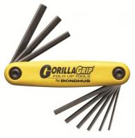 Bondhus 12591 Set 9 Hex GorillaGrip Fold-up Tools .050-3/16"