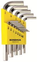 Bondhus 16237 Set 13 BriteGuard Plated Hex L-wrenches .050-3/8" - Short