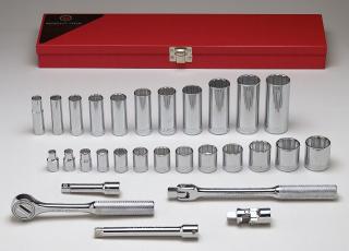 3/8" Dr., 29 Pc. 12 Pt. Std. & Deep Socket Set