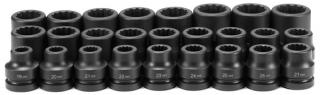 1" Dr. 26 Pc. Metric Set 19mm to 44mm - 12 Point